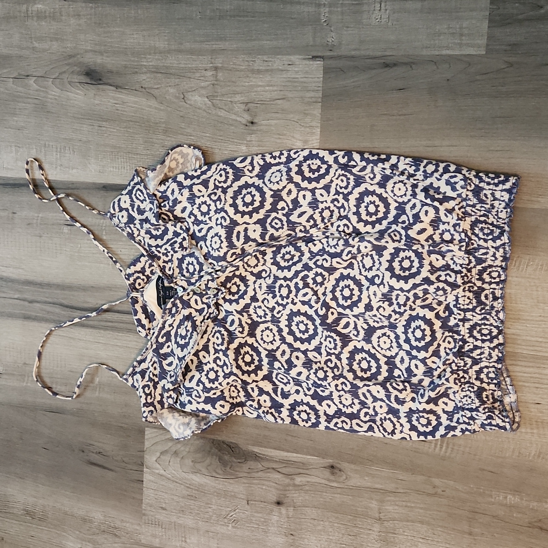 Navy Patterned Tank Top